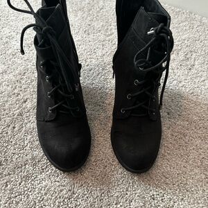 Black Lace-Up Ankle Boots
